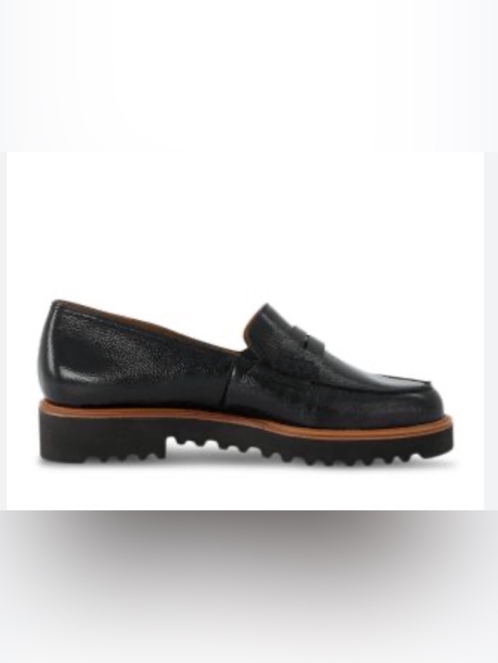 Paul Green‎ Women's Carmel Penny Loafers Black Patent Leather with Tan Welt 6